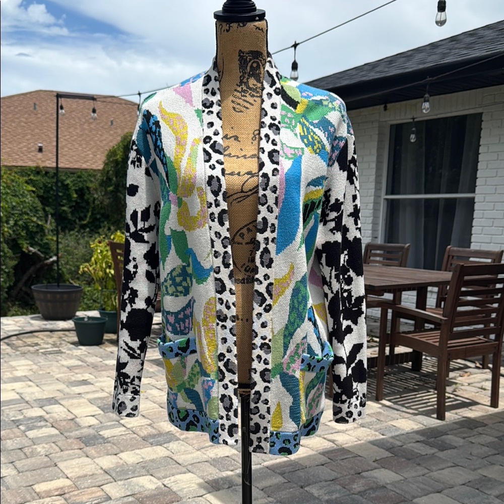 Maeve Anthropologie Savannah Contrast Colorful Patterned Cardigan Size XS - Picture 14 of 14